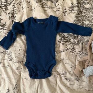 Little Planet Navy Long Sleeve Baby Bodysuit